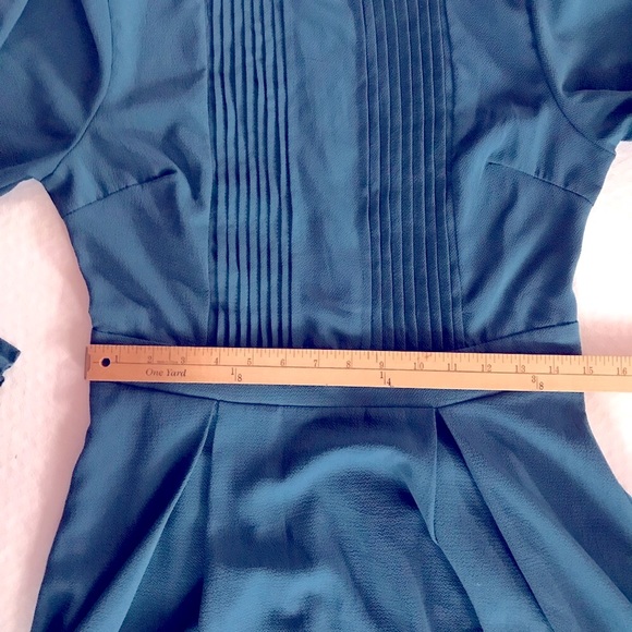 Teal Blue Long Sleeve Cocktail Dress - Picture 12 of 16